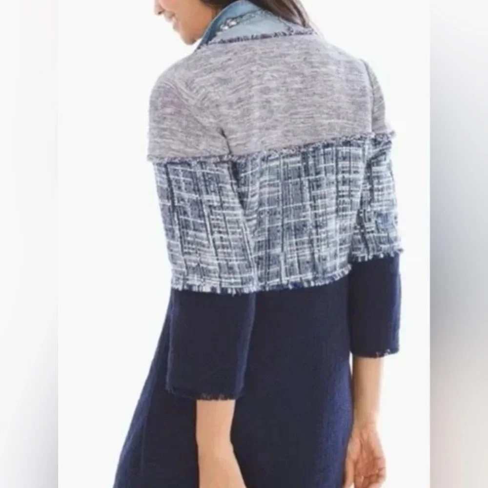 Chico's Navy and White Textured Jacket